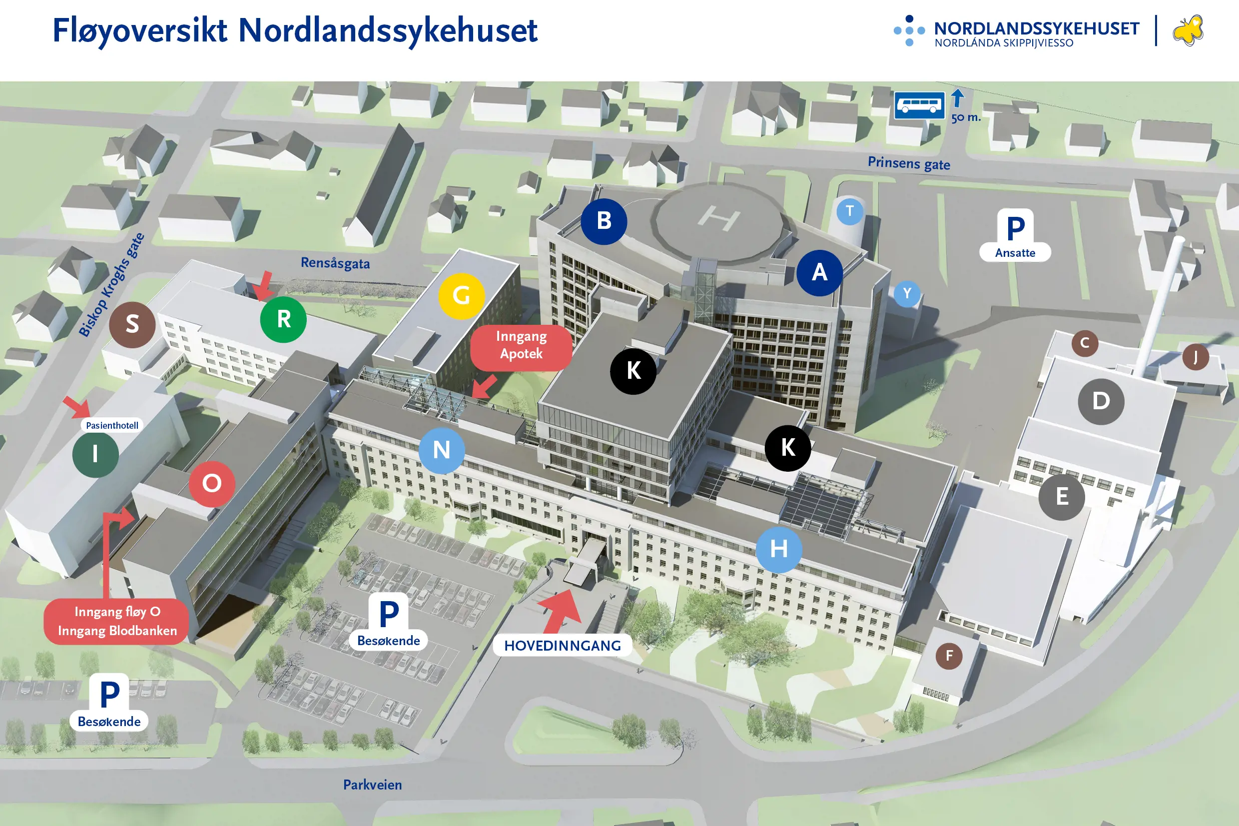Tegning av området til sykehuset i Bodø sentrum