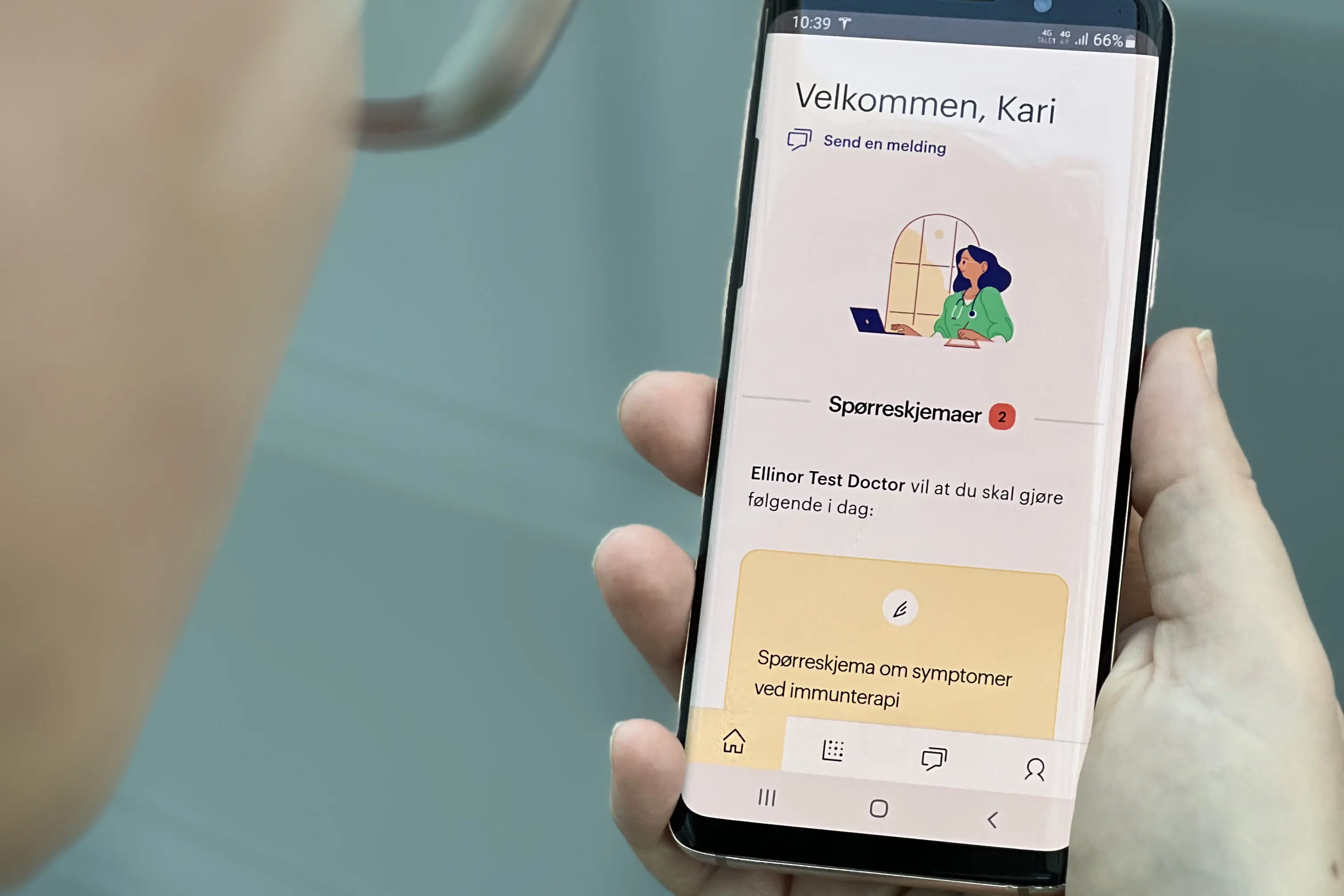 Appen Kaiku Health sier Velkommen Kari