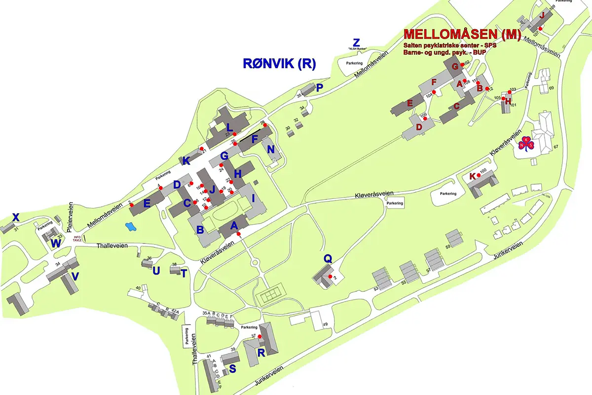 Kart over veier og bygg