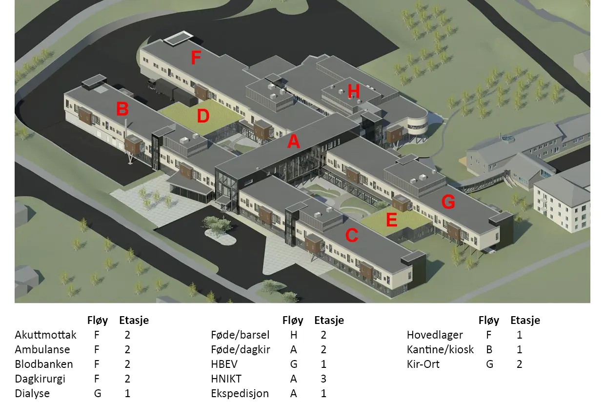 Kart over bygg og parkering